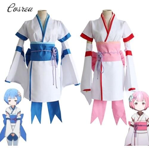 Anime Re Zero Kara Hajimeru Isekai Seikatsu Ramu RAM Remu REM Cosplay Costumes Uniform Girls Women Halloween Party Kimono Wig
