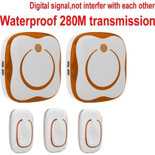 Ring kits 3 emitters+2 receivers bell sets Waterproof 280M works wireless doorbell,wireless door chime,wireless bell,door bell