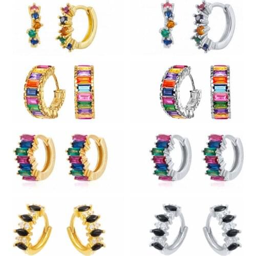 CANNER Real 925 Sterling Silver Hoop Earrings for Women Fashion Colorful Zircon Piercing Earring Earings Jewelry pendientes Gift