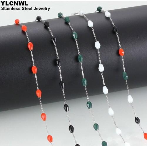 Top Fashion Stainless Steel Crystal Bead Chains For Women Girl Cute Charm Necklaces Female Jewelry Birthday Gift 17-30 Inch