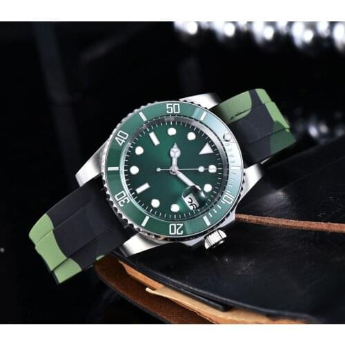 Mens Watch Automatic Movement green Aseptic Dial Ceramic Rotating Bezel Stainless Steel Bracelet