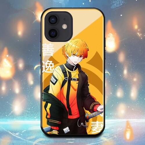 Demon Slayer Agatsuma Zenitsu Phone Case For Iphone 11 11Pro X XR XS Max 12Mini 12Pro 6 6s 7 8 Plus Tempered glass shell Cover