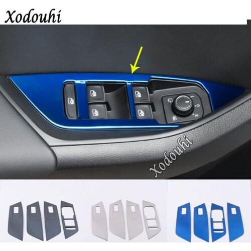 For Skoda Kodiaq 2017 2018 2019 2020 Car Door Inner Window Glass Stainless Steel Stick Switch Button Trim Frame