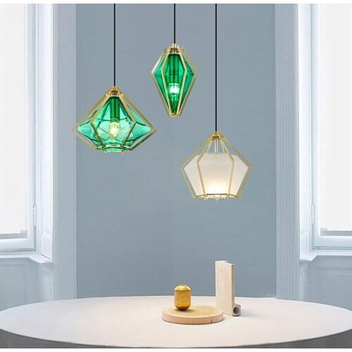 Europe Chandelier Postmodern Diamond Shape Chandelier Dining Room Corridor Creative Individual Art Glass Geometric Lighting
