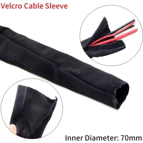 Cable Sleeve PET Braided 70mm ID With Velcro Tape Computer Line Organizer Nylon Protector Harness Sheath Management Wire Wrap