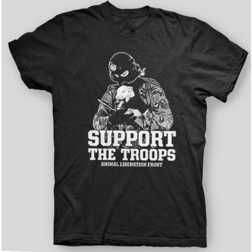 2019 Hot Sale New MenS Support The Troops ANIMAL LIBERATION FRONT Vegan ALF T-Shirt Summer Fashion