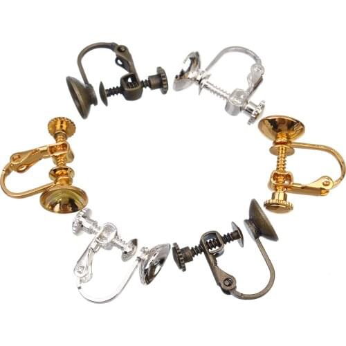 10pcs/lot Diy Jewelry Findings Copper Screw Earring Clip 10mm beads Gold Silver Antique Bronze Earring Making Accessories