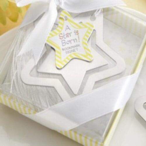 12PCS A Star is Born Metal Bookmark Favors with White Silk Tassel Birthday Souvenir Baby Shower Favors