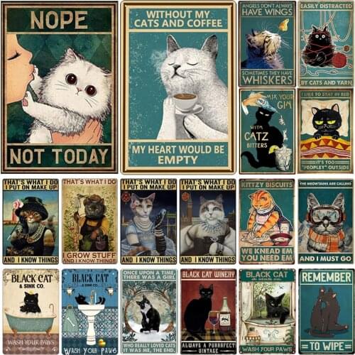 Pet Cat Metal Tin Sign Vintage Metal Poster Decor Pet Shop Living Room Club Animal Retro Tin Signs Wall Art Plaque 20×30cm