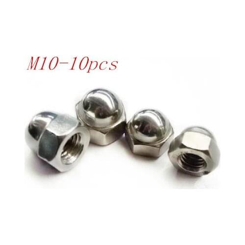 Metric M10 304 Stainless Steel Hex Head Dome Cap Protection Cover Nuts Acorn Nuts 10pcs/Lot Free Shipping