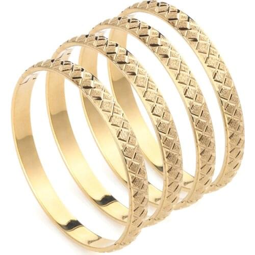 Trendy 24K Gold Color Bangle for Women Girl Special Dubai Wedding Bride Bracelet Ramadan Jewelry
