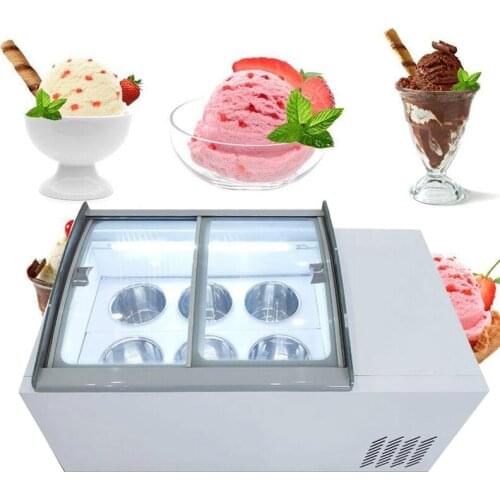 Ice Cream Display Cabinet Refrigerator Commercial Ice Porridge Freezer Machine 6 Round Barrels Hard Ice Cream Showcase