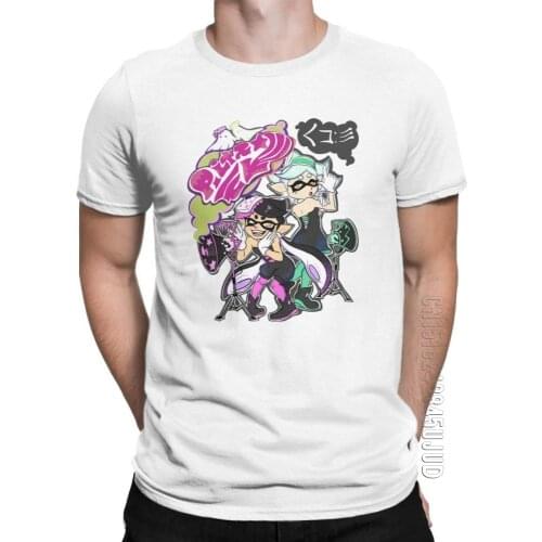 Mens Squid Sisters Splatfest Splatoon T Shirts Ink Kid Game Pure Cotton Tops O Neck Casual Camisetas Tee Shirt Party T-Shirt