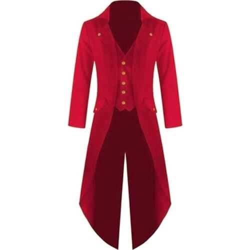 Mens Punk Retro Tuxedo Coat Jacket Male Autumn Tailcoat Suits Windbreaker Long Solid Blazer Trench Coats Plus Size 4XL