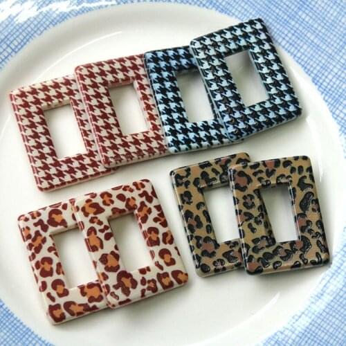 Newest 40pcs/lot color Leopard Bird lattice pattern color geometry rectangle shape resin beads diy jewelry accessory