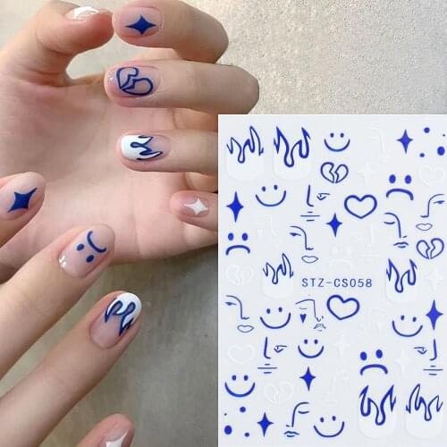 New 3D Nail Sticker Cool English Letter Stickers for Nail Graffiti Abstract Image Face Nail StickersTransfer Colorful Stickers