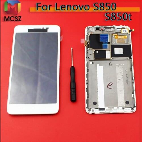 100% Tested New Original Brand Black White TFT 1280x720 For Lenovo S850 LCD Display Touch Screen Digitizer Assembly with Frame