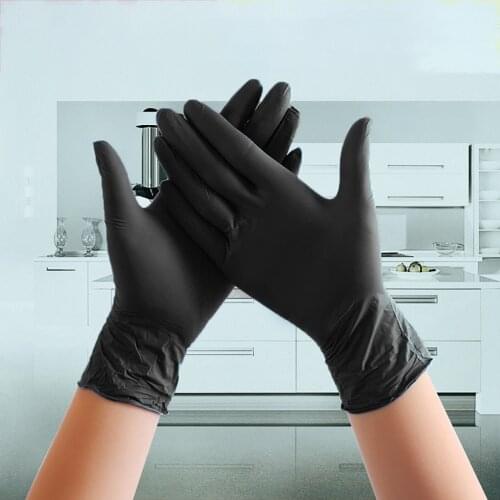 Gloves 100pcs Fast Shipping Black Guantes Latex Gloves Disposable Nitrile Work Gloves for Home Rubber Food Gloves Tattoo