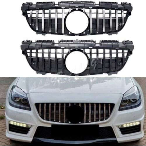 Front Racing Billet Bumper Grille Upper Cover For Mercedes-Benz R172 SLK-Class 2011 2012 2013 2014 2015 GTR