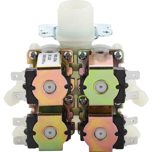 Plastic Electromagnetic Valve DC 12V DN20 G3/4" 1 in 4 out Normally Closed Water Drain Valve Electric Water Inlet Solenoid