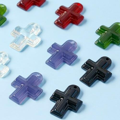 Retro cross uv resin pendant translucent unique taste antique hand-made DIY earrings jewelry accessories