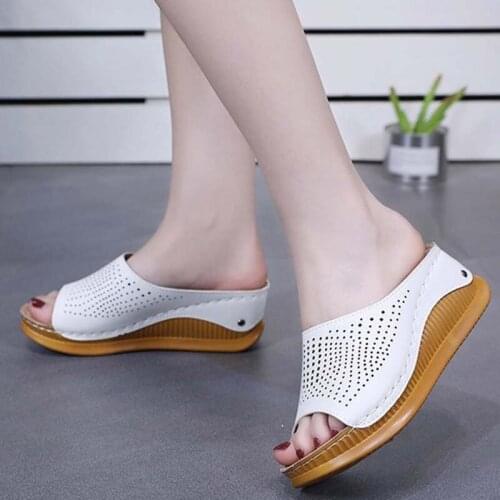 Women Shoes Platform Sandals Soft Bottom Wedges Shoes For Women High-Heeled Sandals Retro Ladies Sandals Female Slippers Size 43