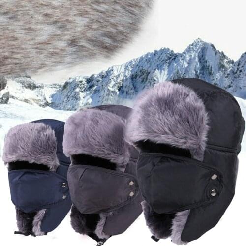 Mens Women Unisex Warm Trapper Aviator Trooper Earflap Winter Flaps Ski Hat New Faux Fur And Adjustable Bomber Hats