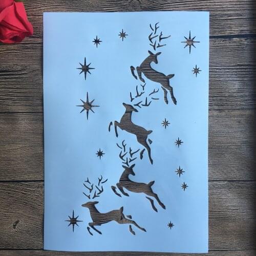 A4 29 * 21cm Christmas deer DIY Stencils Wall Painting Scrapbook Coloring Embossing Album Decorative Paper Card Template,fabric