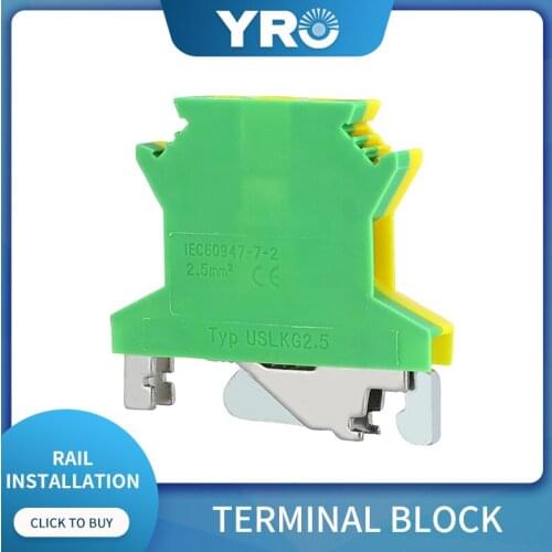 UK Series Din Rail Terminal Block USLKG-2.5N Connector Return Pull Type Spring Connection Screwless Copper Conductor