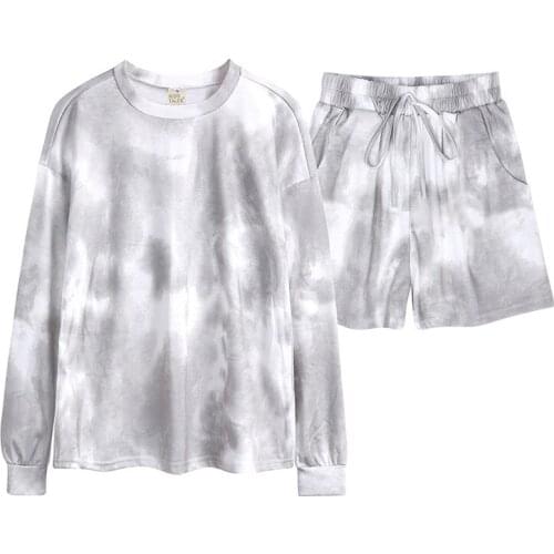 2021 Summer Tie Dye Womens Tracksuit Suits with Shorts Tshirt + Shorts 2pcs Sprots Sets Leopard Print Loungewear