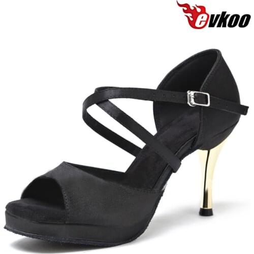 Evkoodance Zapatos De Baile Women US4-12 Black Platform 8.5cm Comfortable Latin Salsa Ballroom Dance Shoes Ladies Evkoo-419