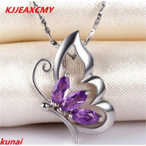 KJJEAXCMY boutique jewels 925 pure Silver Amethyst female pendant fine Butterfly Necklace