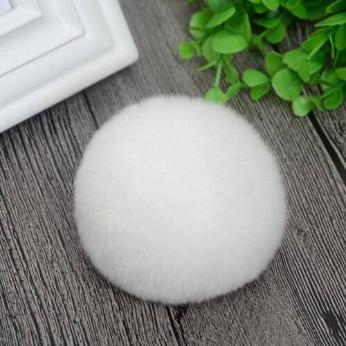 8cm Nature Genuine Rex Rabbit Fur Ball Pom Pom Fluffy DIY Winter Hat Skullies Beanies Knitted Cap Pompoms TKF001-white
