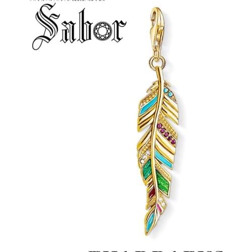 Golden Ethnic Feather Pendant Charm New Arrival silver plated Gift Simple Fashion Jewelry Fit Bracelet Necklace thomas