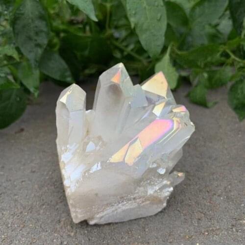 1Pcs Natural White Crystal Stone Flower Electroplated Tumble Stone Stones And Crystals Home Collection Edges And Corners