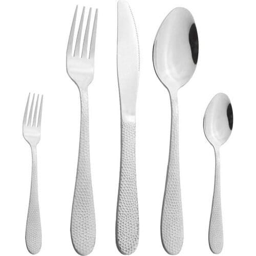 10PCS/20PCS Silver Dinnerware Set Stainless Steel Cutlery Set Fork Spoon Knife Tableware Set Tea Fork Flatware Set Home Kitchen