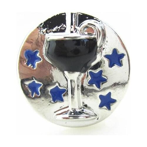 10pcs/lot Enamel Wine Glass Ginger Snap Buttons DIY 18mm snap pendant bracelet Snaps Jewelry charms