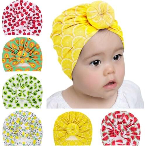 2020 New Cap Hot Baby Fruits Printed Turban Toddler Kids Boy Girl India Hat Lovely 20cm Soft Hat Spring Summer Autumn Summer Hat