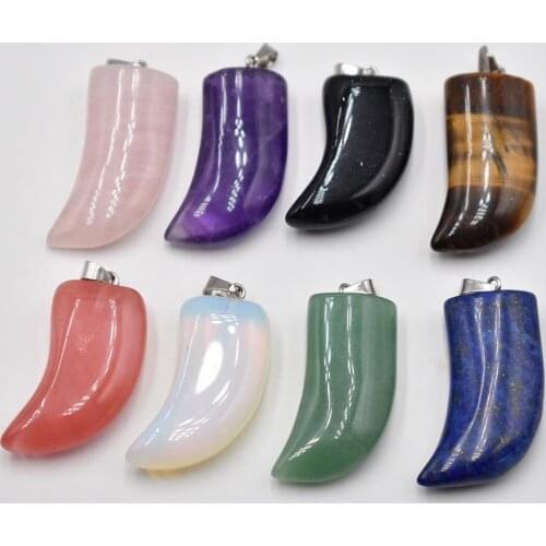 2021New Fashion top quality assorted natural stone mixed ox horn pendants charms for jewelry making 8pcs/lot Wholesale free