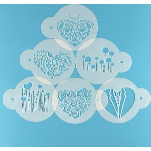 6pc Rose Flower Heart Stencil DIY Walls Layering Painting Template Decor Scrapbooking Embossing Supplies Reusable