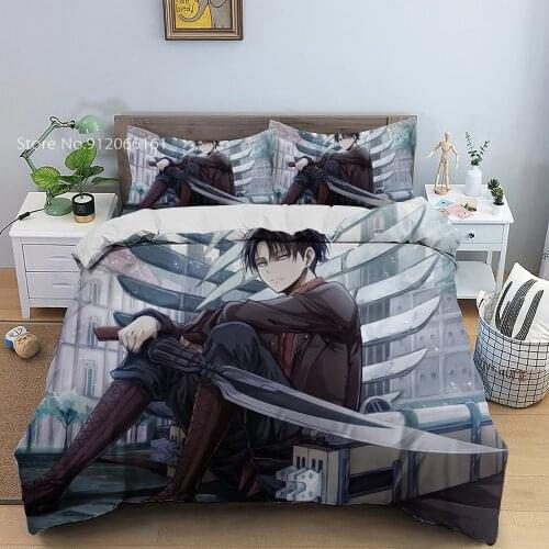 Attacking Giant Duvet Cover Attack On Titan Bedspread For Bed 3D Print Cartoon Anime Bedding Set For Bedroom Bedclothes Decor