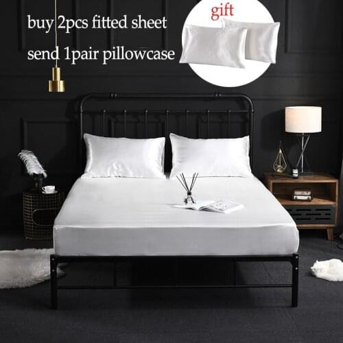 Satin bed linen elastic Fitted Sheet Luxury bed Cover bedding set sheets mattress Protector bedspread bed sheet on elastic band