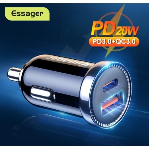 Essager USB Car Charger USB Type C Quick Charge QC 3.0 QC3.0 For iPhone 12 Pro Max Charger Xiaomi Fast Charging For Phone in Ca