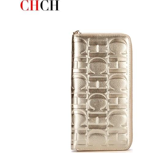 CHCH Luxury Designer Mens Wallet Genuine Leather Clutches Coin Purse Card Holder Zipper Long Wallets Bgas