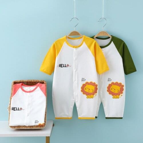 Summer New Baby Rompers Newborn Baby Boys Girls Long Sleeve Jumpsuit Spring Pure Cotton One Piece Outfits Toddler Baby Clothing