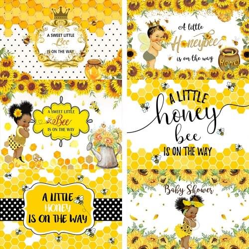 Sweet Honey Bee Photography Backdrop for Birthday Party Banner Baby Shower Bee Sunflowe On The Way What Will Baby Bee Background