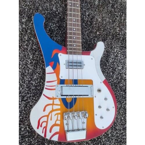 Exquisite drawing, four string rickbeth, cherry red guitar, customizable, free transportation