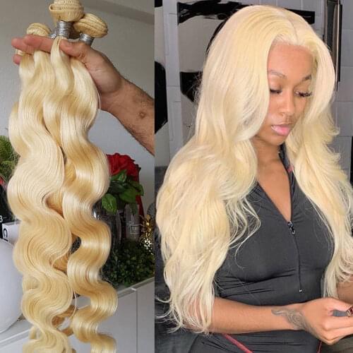 Brazilian Hair 100% Honey Blonde Human Hair Weave Bundles Body Wave 613 Color Full 3 4 PC Remy Hair Extensions 28 30 32 34 Inch