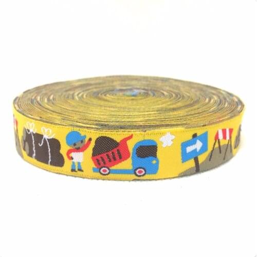 2014 NEW wholesale 5/8 '(16 mmx10yards) Polyester Woven Jacquard Ribbon with Workers at loading KTZD15102105