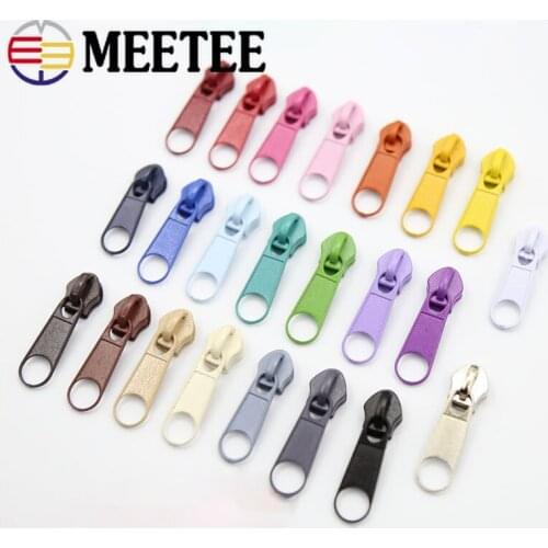 Meetee 35pcs 5# Alloy Colorful Sliders for Nylon Zipper Sofa Cover Luggage Backpack Tent DIY Handmade Sewing Repair Accessory
